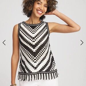 Chicos Black and White crochet Sleeveless Top-Size 8-10